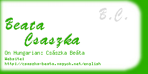 beata csaszka business card